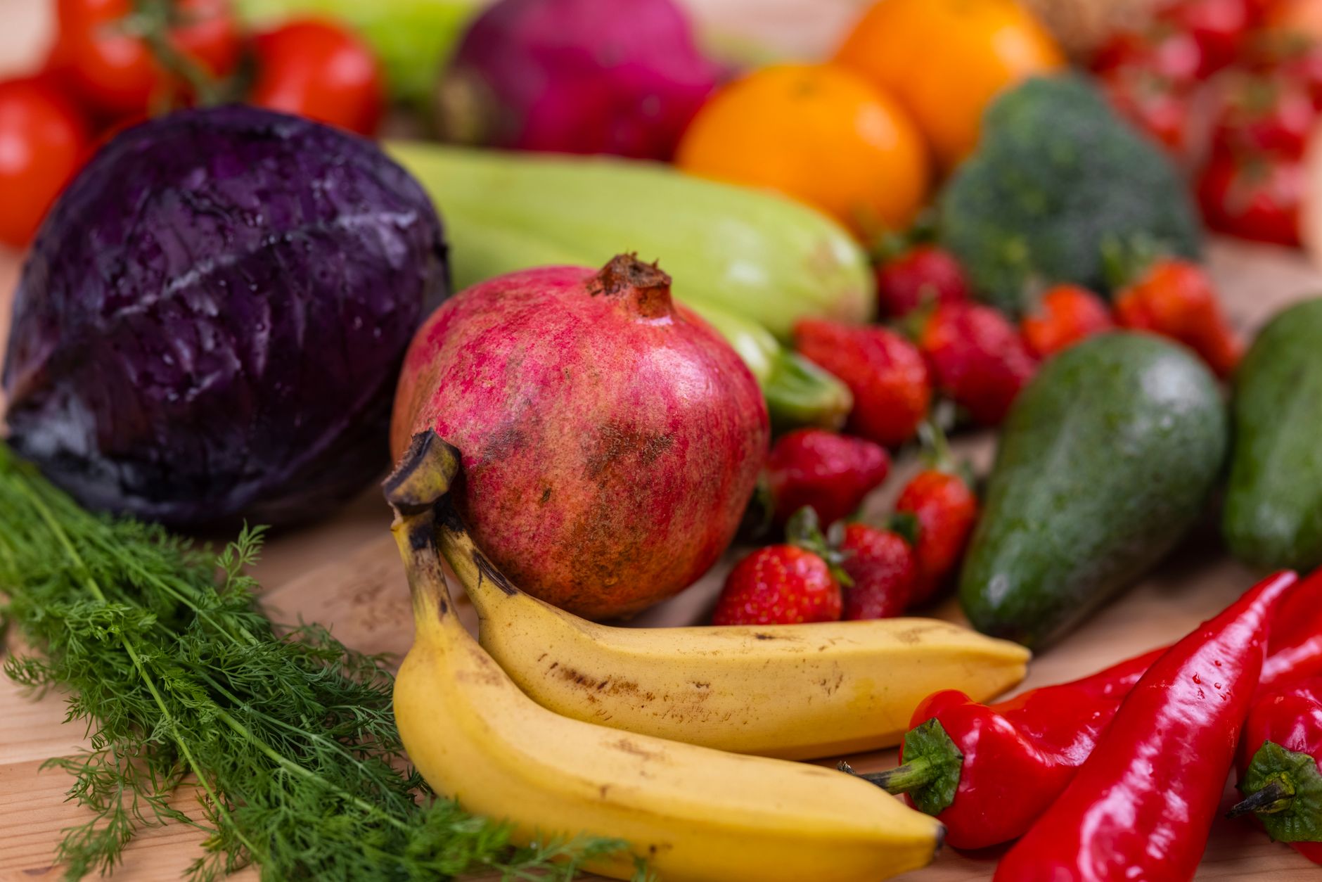 vibrant colorful fruits and vegetables close-up